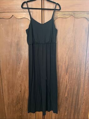 Classic Black Spaghetti Strap Cotton Maxi Dress